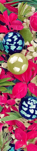 Free printable Christmas bookmarks of green and blue ornaments